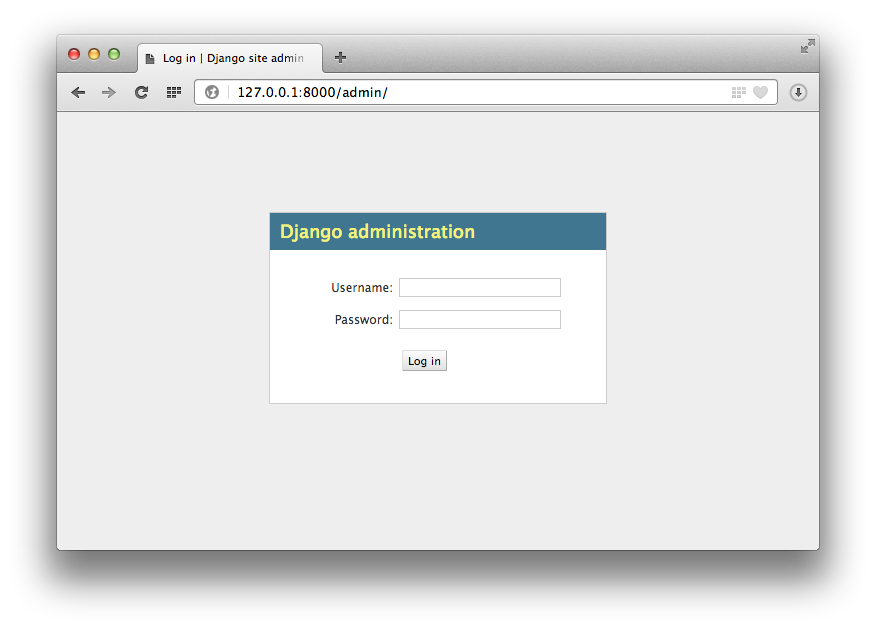 Interface d'administration Django : formulaire d'authentification