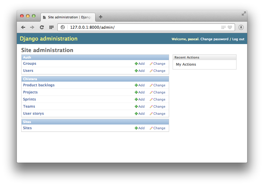 Django scaffolding administration d'une application